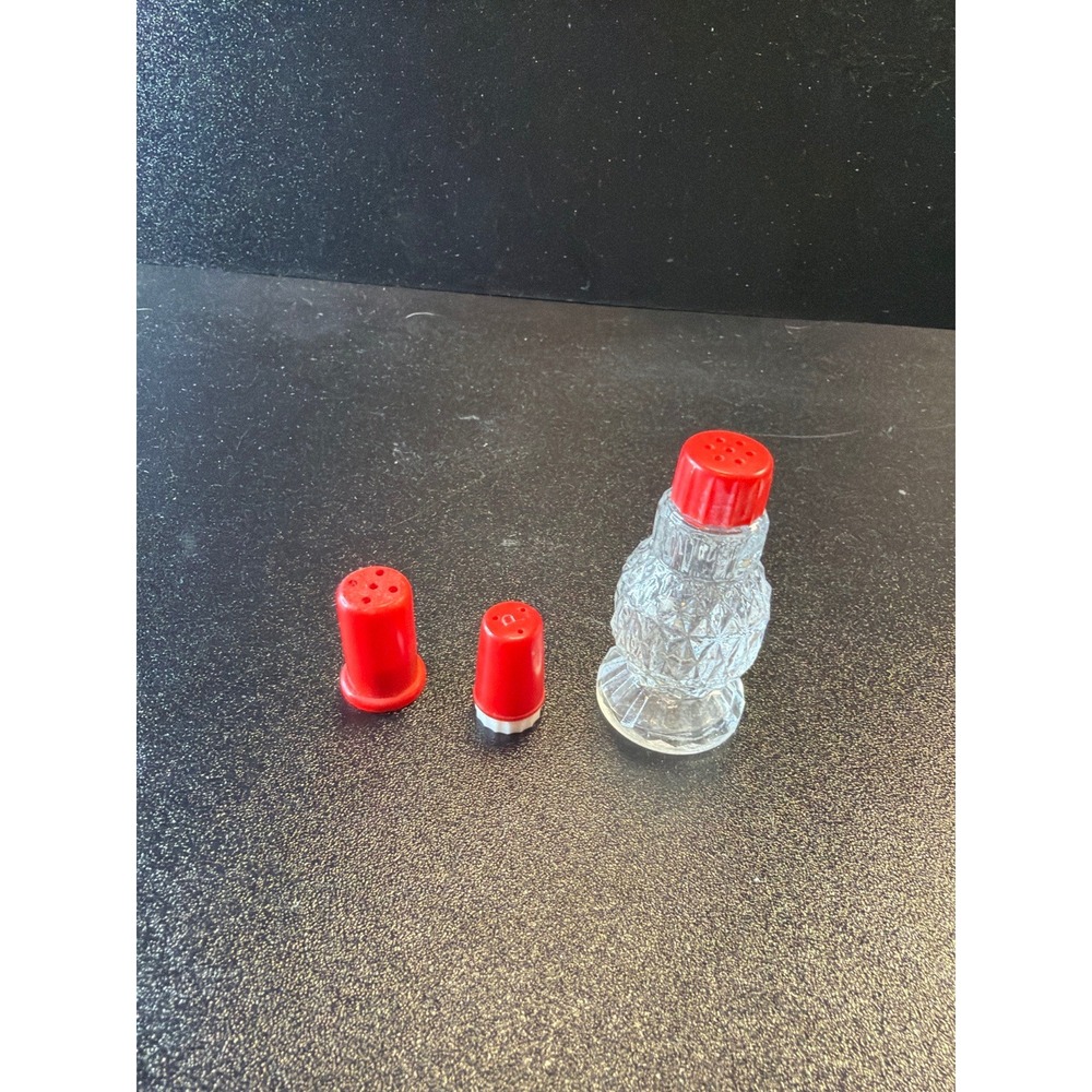 Vintage Mini Travel Salt &‎ Pepper Shaker Lot Red Plastic & Glass Mid Century